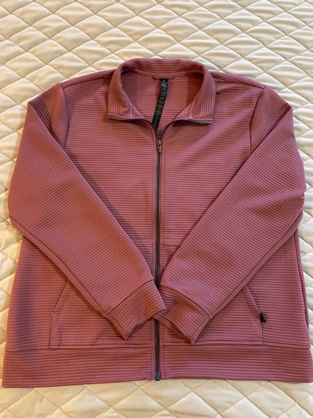 Mauve Ribbed Full-Zip Jacket